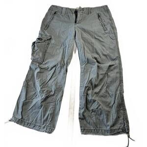 Express Precision Fit Woman's 9/10 Beige Cargo Pants Adjustable Drawstrings